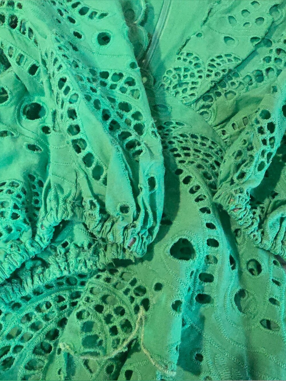 Farm Rio Green Richelieu Cutwork Midi Dress Size Small - Picture 8 of 14